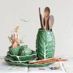 Painted Stoneware Cabbage Leaf Collection Vase
