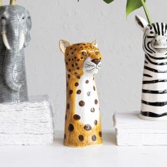 Painted Stoneware Cheetah Vase