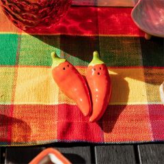 Painted Stoneware Chili Pepper and Salt Shaker Set of 4