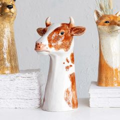 Painted Stoneware Cow Vase
