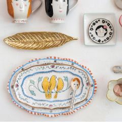 Painted Stoneware Face Spoons Set of 4