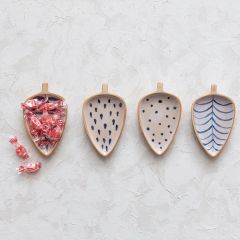 Painted Stoneware Leaf Dish Set of 4
