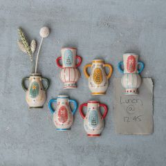 Painted Stoneware Mini Vase Magnet Set of 6