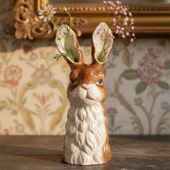 Painted Stoneware Rabbit Vase