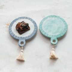 Painted Stoneware Tasseled Tapas Board Set of 2