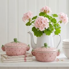 Painted Strawberry Stoneware Baker with Handles