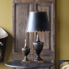 Painted Toile Black and Gold Table Lamp