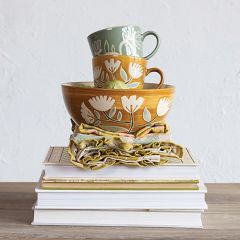 Painted Tulips Stoneware Bowl