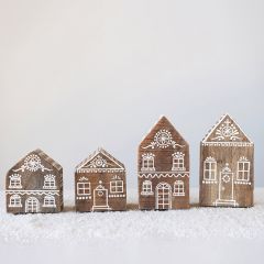 Painted Wood Block House Set of 2