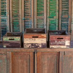 Painted Wooden Crate Set of 3
