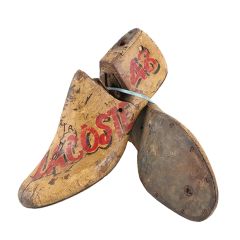 Painted Wooden Shoe Mold Set of 2