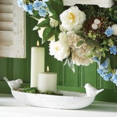 Pale Dough Bowl With Bird Finials