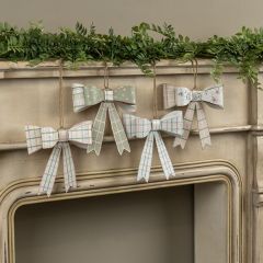 Paper and Twine Plaid Bow Ornament Set of 4