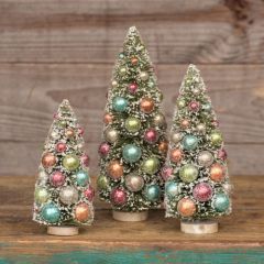 Pastel Ornament Bottle Brush Tree Set of 3