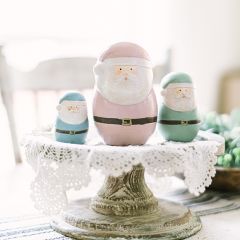 Pastel Tabletop Santa Figurines Set of 3