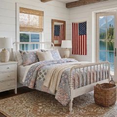 Patchwork Florals and Ticking Stripes 3 Piece Quilt Set