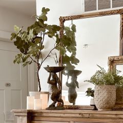 Patina Finish Rabbit Bird Bath