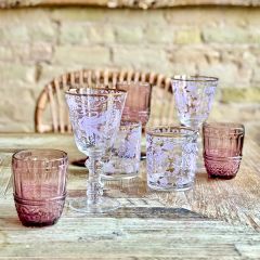Patina Vie 18k Lilac Tapestry Glassware By Antique Farm House Set of 4