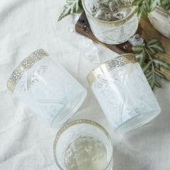 Patina Vie 18K White Gem Rocks Glass by Antique Farm House Set of 4