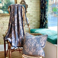 Patina Vie Handwoven Pillow and Throw Blue/Taupe by Antique Farmhouse