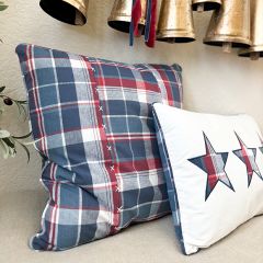 Patriotic Plaid Patch Accent Pillow