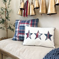 Patriotic Plaid Star Applique Accent Pillow