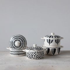 Patterned Mini Baker With Lid Set of 4
