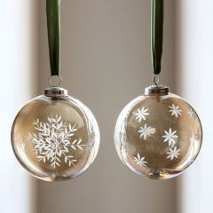 Patterned Smokey Glass Holiday Ornaments Set of 2