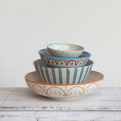 Patterned Stoneware Serving Bowl