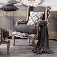 Patterned Wing Back Lounge Chair With Cushion