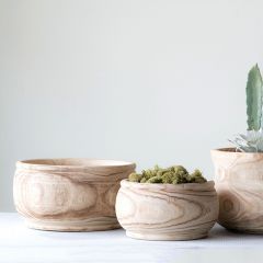 Paulownia Wood Accent Bowl Planter