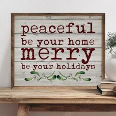 Peaceful Merry Greenery Whitewash Wall Art