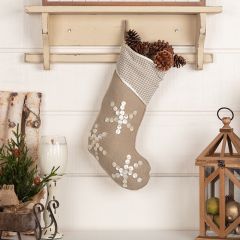 Pearl Button Snowflakes Stocking