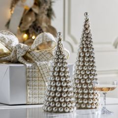 Pearl Cone Christmas Trees Set of 2