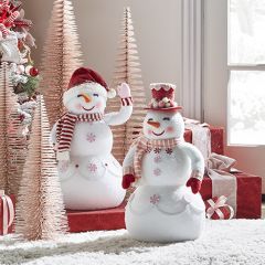 Peppermint Snowman Figurine Set of 2