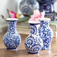 Petite Patterned Porcelain Vase Collection Set of 3