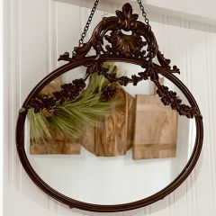 Pewter Framed Oval Mirror
