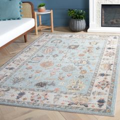 Phoenix Patterned Light Blue/Ivory Grey Area Rug