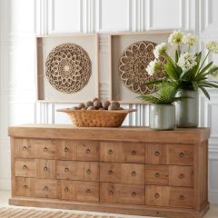 Pine Wood Buffet Cabinet With Ring Pulls