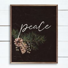 Pinecone Peace Branch Black Wall Art