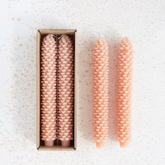 Pinecone Shaped Taper Candle Set of 2 Blush