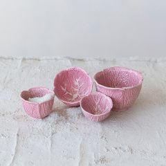 Pink Cabbage Stoneware Dish Collection Measuring Cup Set of 4