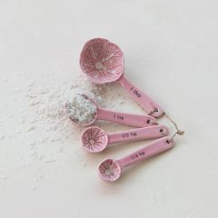 Pink Cabbage Stoneware Dish Collection Measuring Spoon Set of 4