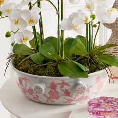 Pink Floral Clay Bowl