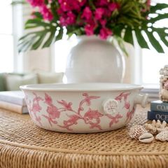 Pink Floral Clay Bowl