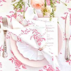 Pink Floral Print Linen Napkin Set of 4