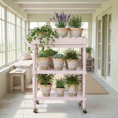 Pink Rolling Bar Cart With Removable Tray