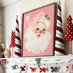 Pink Santa Framed Wall Art