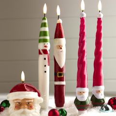Pink Santa Lighted Taper Candles Set of 2