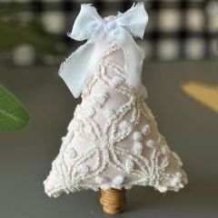 Pink Vintage Chenille Christmas Tree On Wood Base